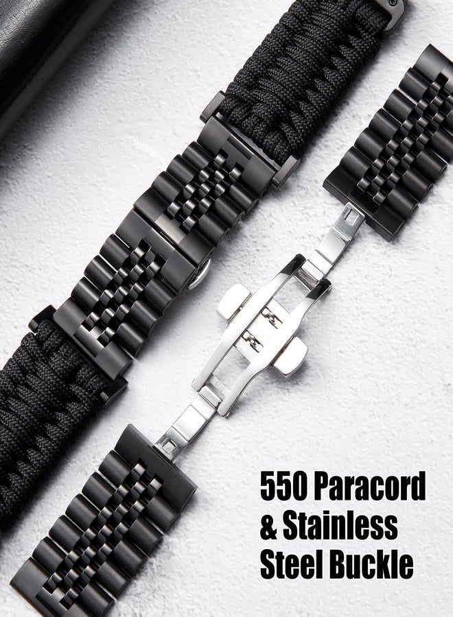 BINLUN Compatible with Garmin Watch Band 22mm 26mm Braided 550 Paracord Stainless Steel Sport Strap Fit for Quickfit Fit for Fenix Fit for Forerunner Fit for Approach Fit for MARQ Fit for Quatix - Image 3