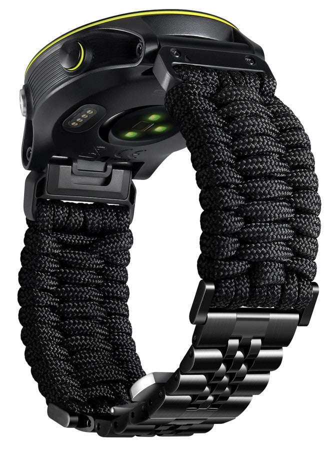BINLUN Compatible with Garmin Watch Band 22mm 26mm Braided 550 Paracord Stainless Steel Sport Strap Fit for Quickfit Fit for Fenix Fit for Forerunner Fit for Approach Fit for MARQ Fit for Quatix - Image 1