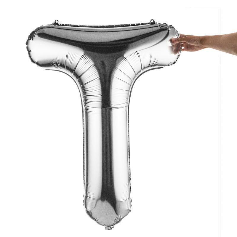 Restaurantware-Balloonify 40 Inch Letter Balloon, 1 Large Alphabet Party Balloon - Letter T, Self-Sealing, Silver Foil Mylar Balloon, Hanging Loop, Decoration For Birthday, Wedding, Or Graduation - Image 2