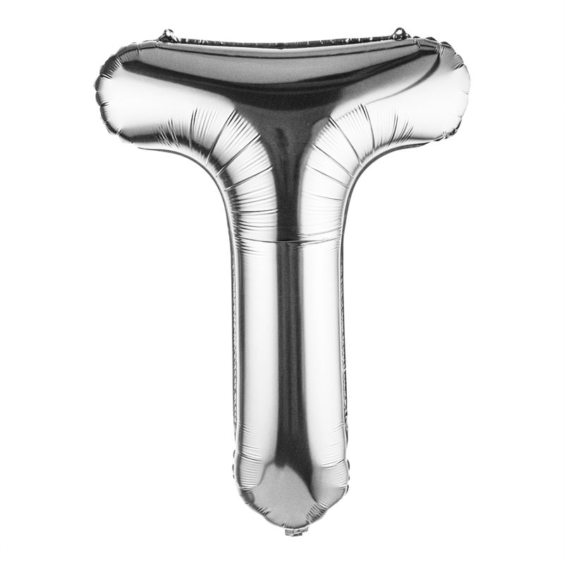 Restaurantware-Balloonify 40 Inch Letter Balloon, 1 Large Alphabet Party Balloon - Letter T, Self-Sealing, Silver Foil Mylar Balloon, Hanging Loop, Decoration For Birthday, Wedding, Or Graduation - Image 1