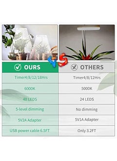Arabest Adjustable Height Dimmable Timer LED Grow Light for Indoor Plants - Full Spectrum 6000K White Lamp for Succulents, Bonsai - 4/8/12/18Hrs  - Image 3