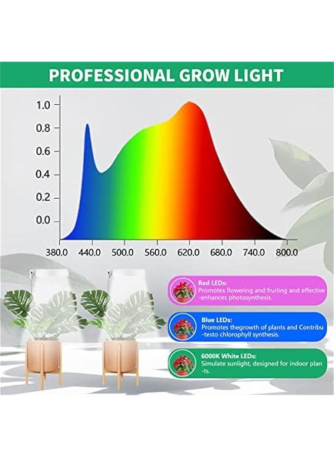 Arabest - Adjustable Height Dimmable Timer LED Grow Light for Indoor Plants - Full Spectrum 6000K White Lamp for Succulents, Bonsai - 4/8/12/18Hrs - Image 1