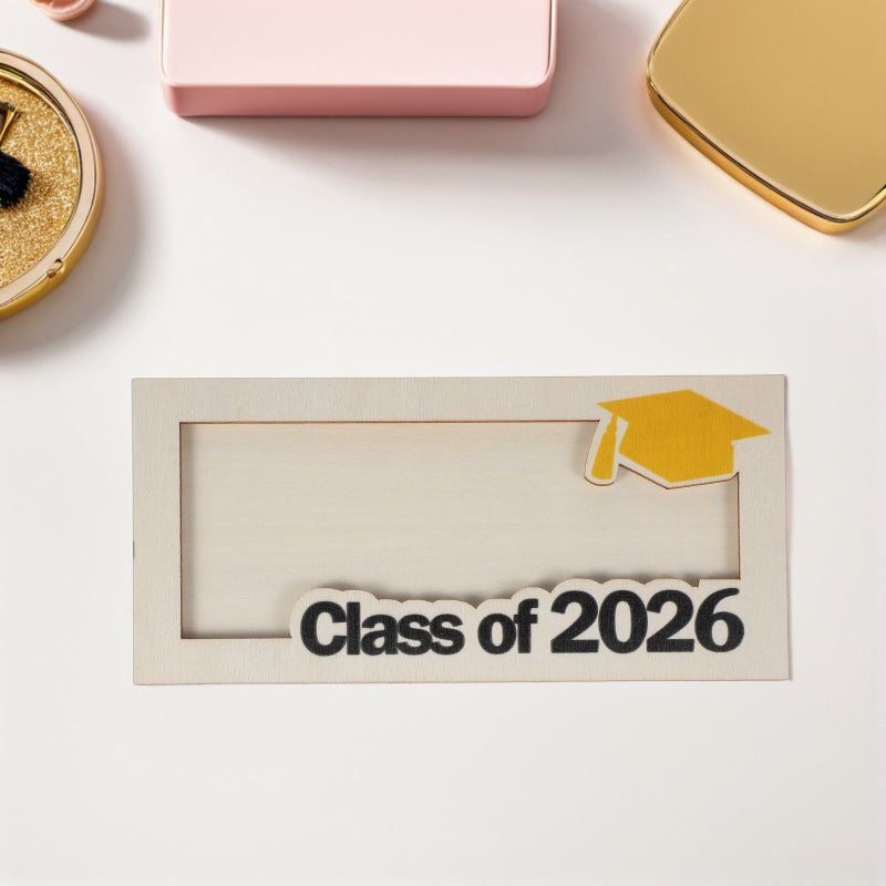 حامل نقود تخرج 3 قطع لعام 2026 - ظرف نقود تخرج خشبي بفتحة لبطاقة النقود، هدية لخريجي المدارس الثانوية والجامعات لعام 2026 - أصفر - Image 4