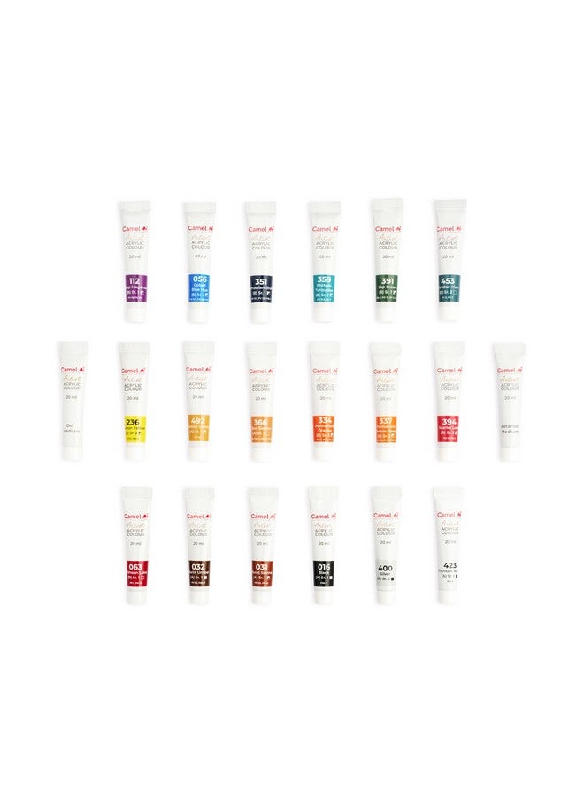 كاميل ألوان أكريليك للفنانين من كوكويو كاملين، 18 لونًا، 20 مل - Image 2