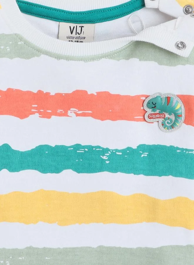 victor and jane Victor And Jane Boys Multi Striped T-Shirt and Shorts Set