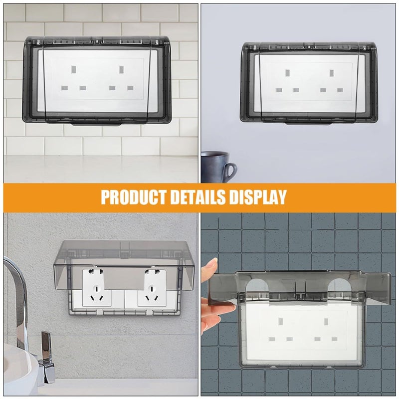 4pcs Waterproof Socket Outlet Cover 86 Type Double Gang Wall Protector Black for Bathroom Outdoor - Image 4