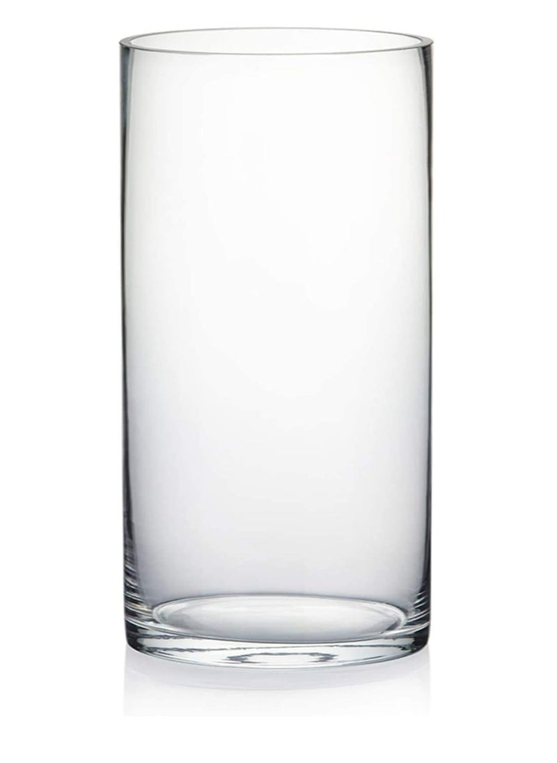 Handmade AKDC Glass Cylinder Vase (Clear, Width 4in, Height 7.8in)  - Image 1