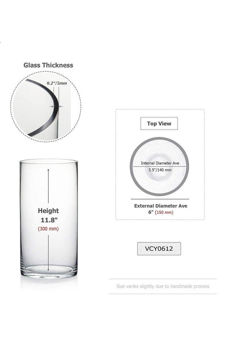 Handmade AKDC Glass Cylinder Vase (Clear, Width 4in, Height 7.8in)  - Image 2