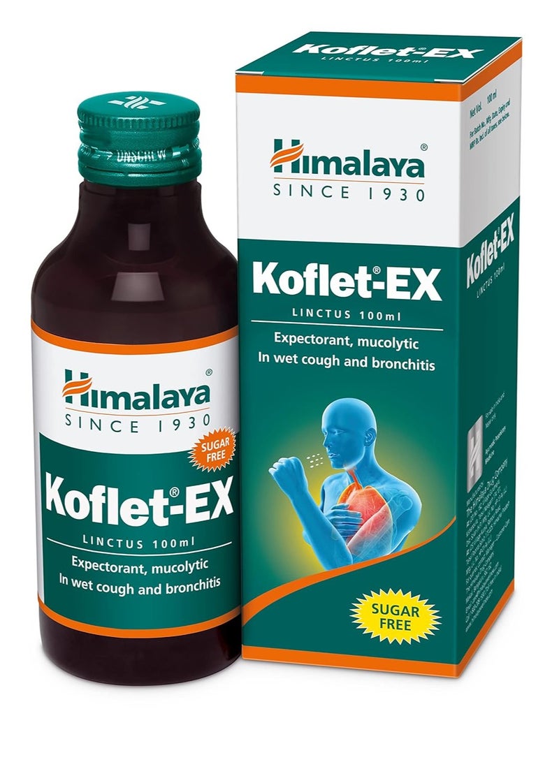 Himalaya Koflet Ex Linctus Syrup for Wet Cough and Bronchitis Sugar Free 100 ml