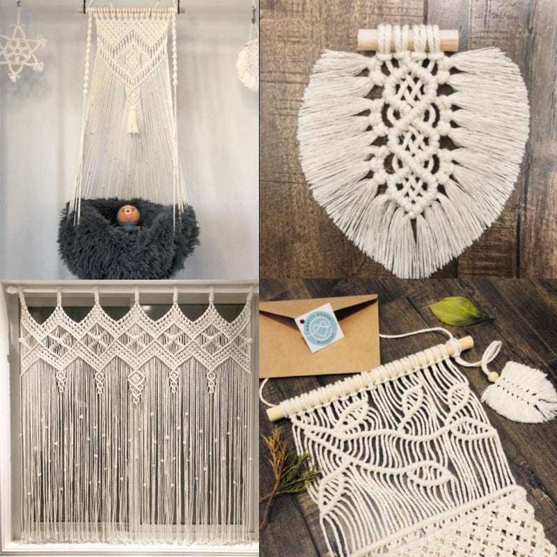 SRIVI Cotton Cord 100 Meters 4 MM Cotton ThreadDori Best for Wall Hanging Plant Hanger Off White Cord No21 - Image 5