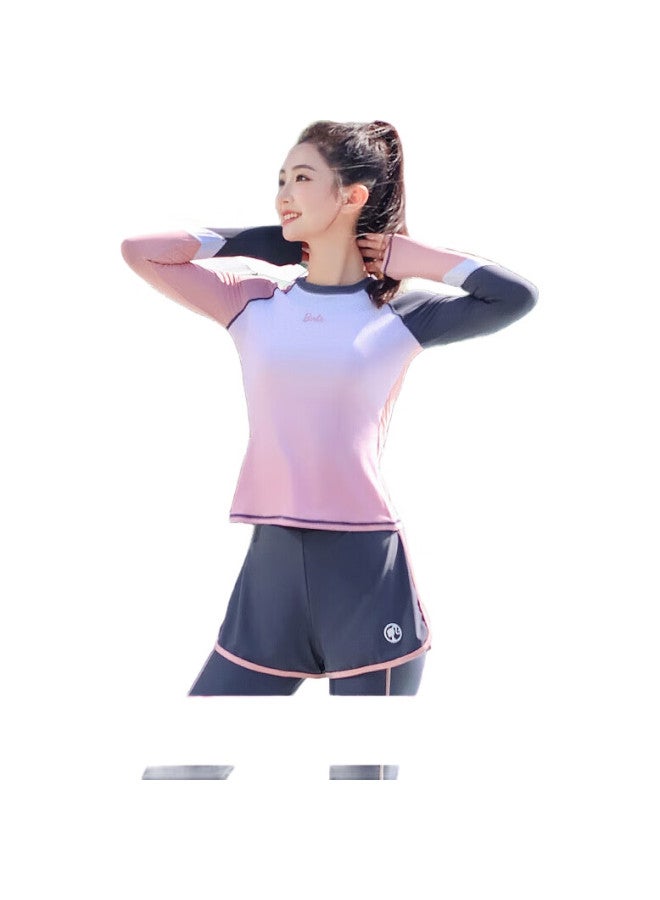 Barbie Women'S Two-Piece Swimsuit With Long Sleeves, Tummy Control, Slimming, Surfing Suit, Diving Set, Fashionable Hot Spring Swimwear - Image 2