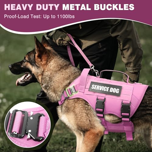 WINSEE Service Dog Vest Harness for Large Dog, Tactical Working MOLLE Vest with 10 Pet Patches, No Pull Heavy Duty Harness for Training Walking - Image 2