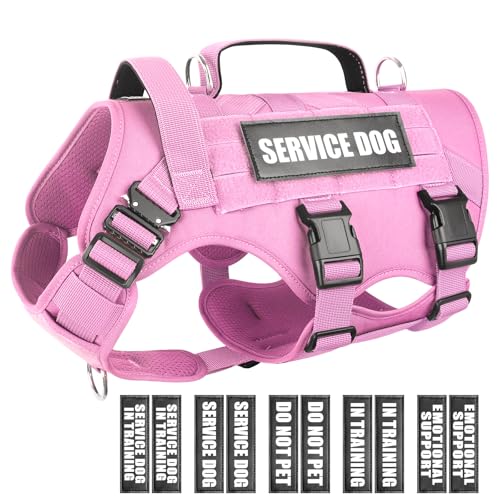 WINSEE Service Dog Vest Harness for Large Dog, Tactical Working MOLLE Vest with 10 Pet Patches, No Pull Heavy Duty Harness for Training Walking - Image 1