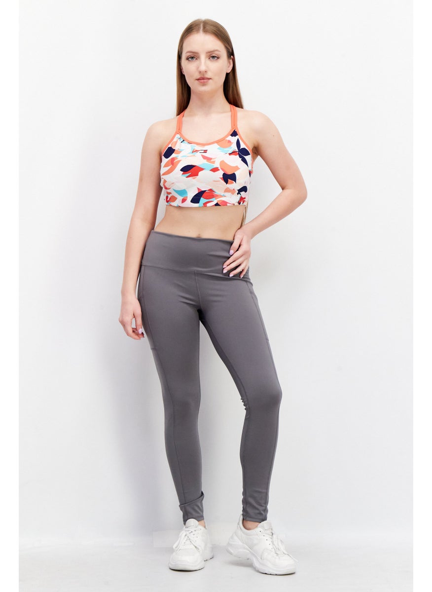 Tommy Hilfiger Sport - Women Lightly Padded Allover Print Sports Bra, Peach Combo - Image 1