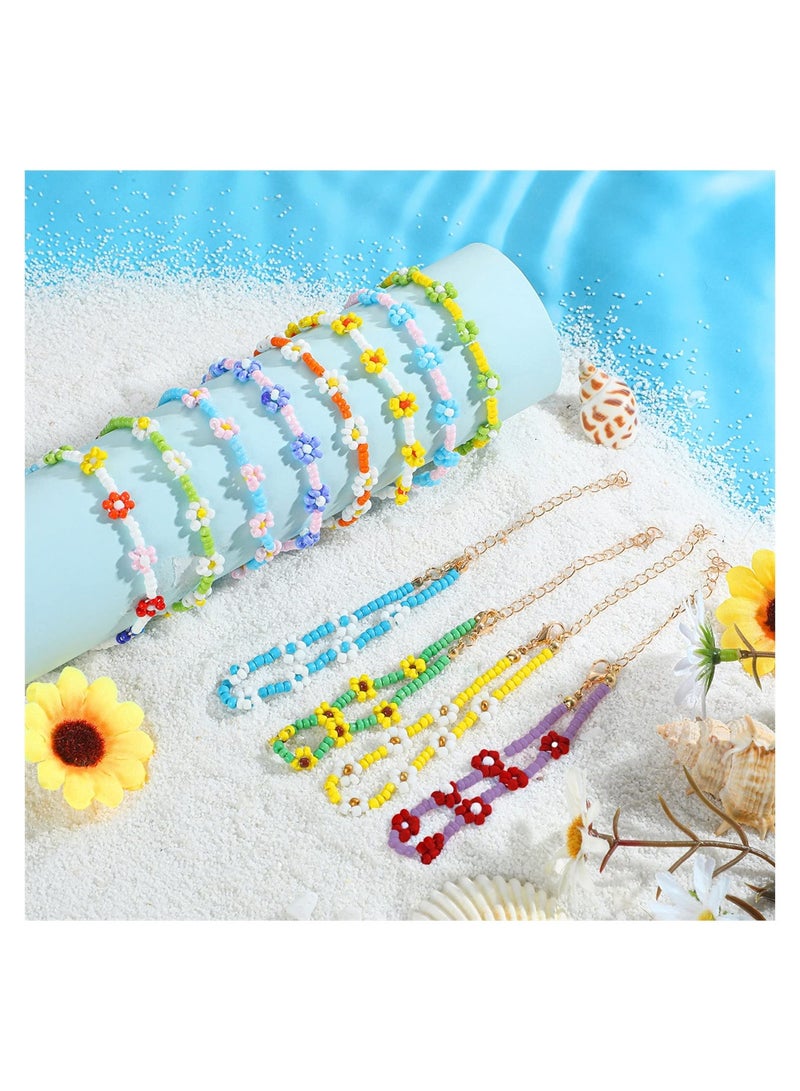 12 Pcs Colorful Daisy Bracelets Handmade Adjustable Summer Accessories for Women and Girls Aesthetic Styles - Image 3