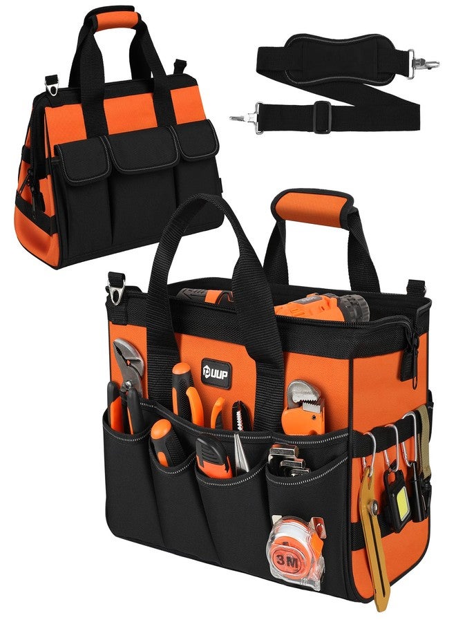 UUP Heavy Duty Tool Bag 15-Inch, 16-Pocket Portable Soft Tool Box Organizer Storage, Handle Tactical Carry Tote Empty Toolbox with Large Zipper, Father Day Dad Men Gift for Mechanic Engineer, Orange - Image 1