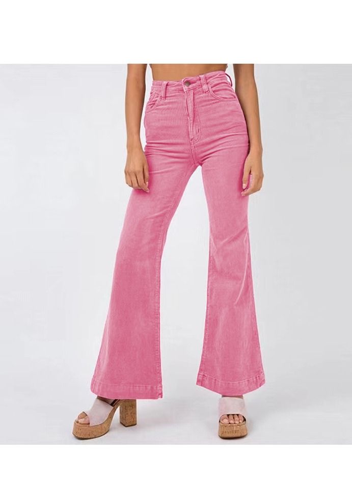 Loquat Women Fashion New Solid Color Casual Corduroy Bell Wide Leg Pants 