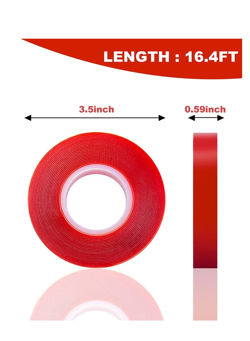 Zikra 2 Pack Double Sided Tape Acrylic Double Sided Tape Heavy Duty, 0.59in16.4ft Strong Adhesive Removable Double Sided Mounting Tape - Image 5