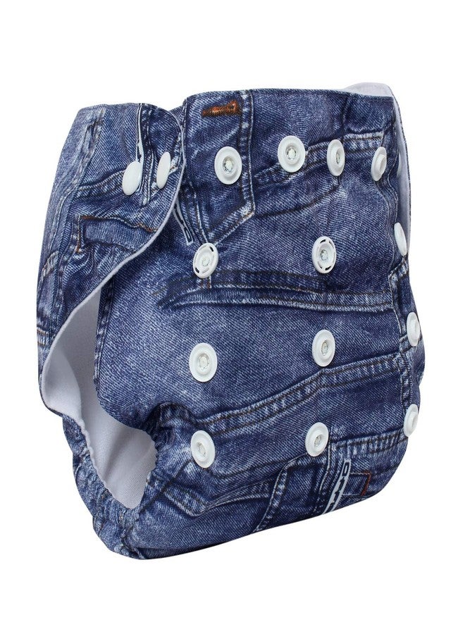 Miracle Moms Reusable Cloth Diaper With Microfiber Insert Adjustable Waist & Height with snap Buttons, Absorbent Insert- Denim Print Cloth Nappies/Daiper (Pack of 1) - Image 4