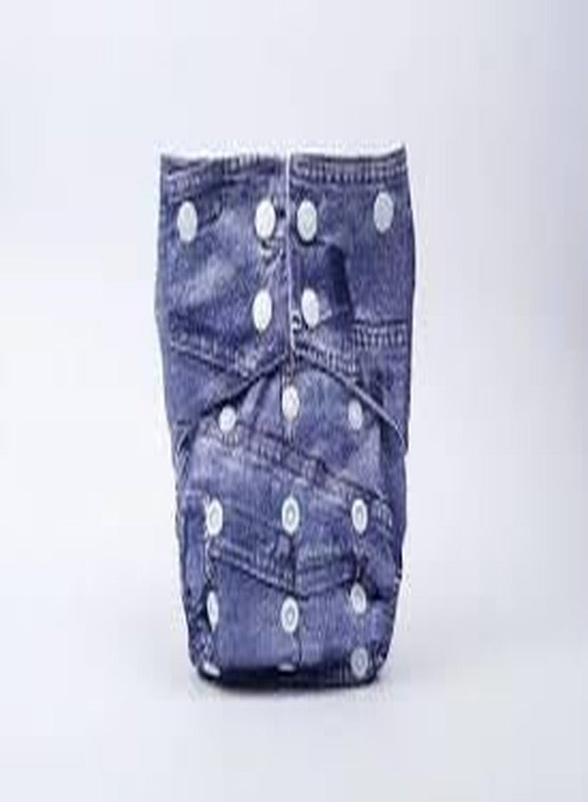 Miracle Moms Reusable Cloth Diaper With Microfiber Insert Adjustable Waist & Height with snap Buttons, Absorbent Insert- Denim Print Cloth Nappies/Daiper (Pack of 1) - Image 2