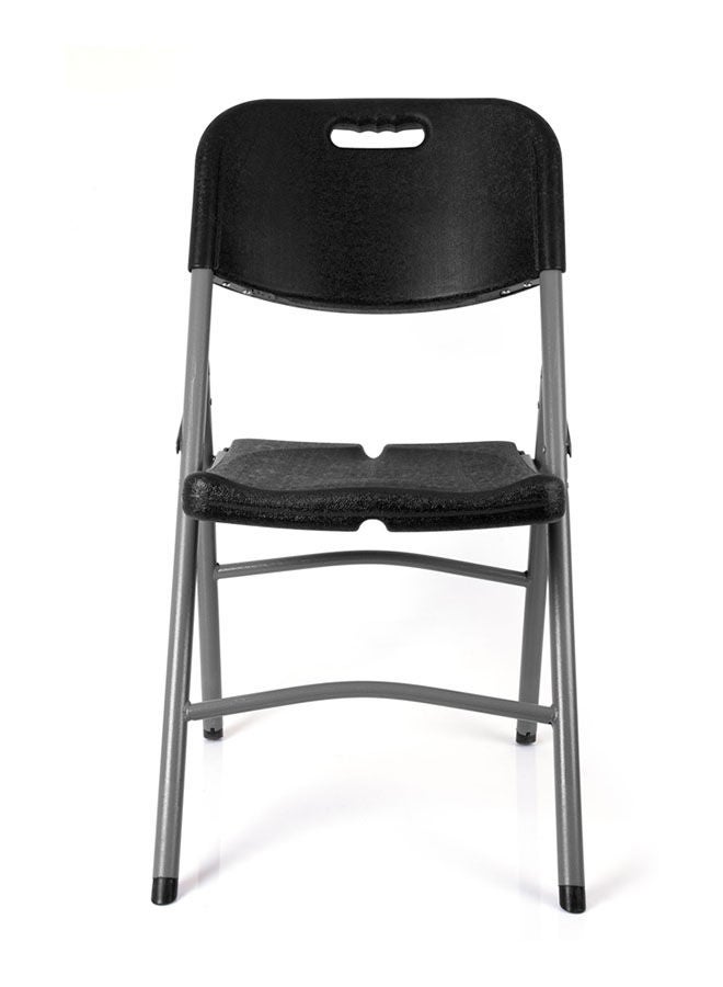 منترا كرسي قابل للطي مصنوع من البلاستيك والرتان بإطار معدني 50 طول × 87 عرض × 45 ارتفاع، لون أسود. - Image 1