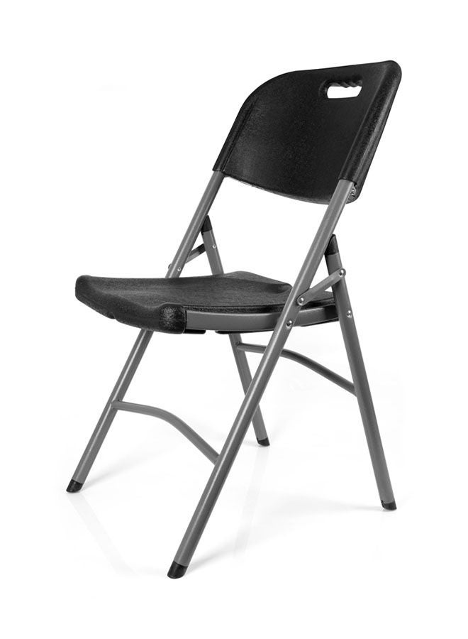 منترا كرسي قابل للطي مصنوع من البلاستيك والرتان بإطار معدني 50 طول × 87 عرض × 45 ارتفاع، لون أسود. - Image 2