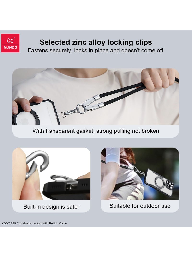 إكسوند حبل عسكري XUNDD مع كابل مدمج (متوافق مع USB-C و Lightning) وكابل شحن 27 واط، حبل رقبة للجسم متوافق مع iPhone 14 Pro Max، iPhone 14 Plus، iPhone 14 Pro، iPhone 13 Pro Max، iPhone 13 Pro، وغيرها (1.2 متر)  - Image 5