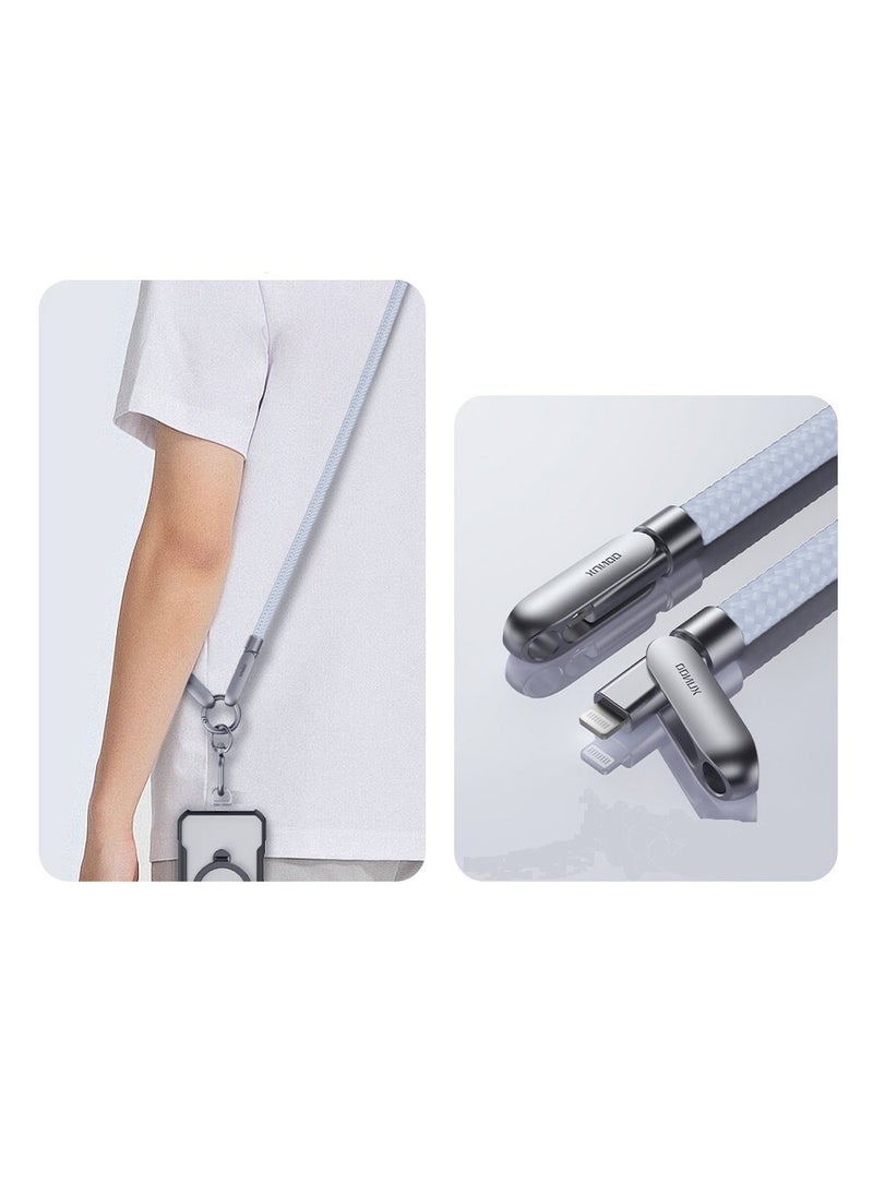 إكسوند حبل عسكري XUNDD مع كابل مدمج (متوافق مع USB-C و Lightning) وكابل شحن 27 واط، حبل رقبة للجسم متوافق مع iPhone 14 Pro Max، iPhone 14 Plus، iPhone 14 Pro، iPhone 13 Pro Max، iPhone 13 Pro، وغيرها (1.2 متر)  - Image 1