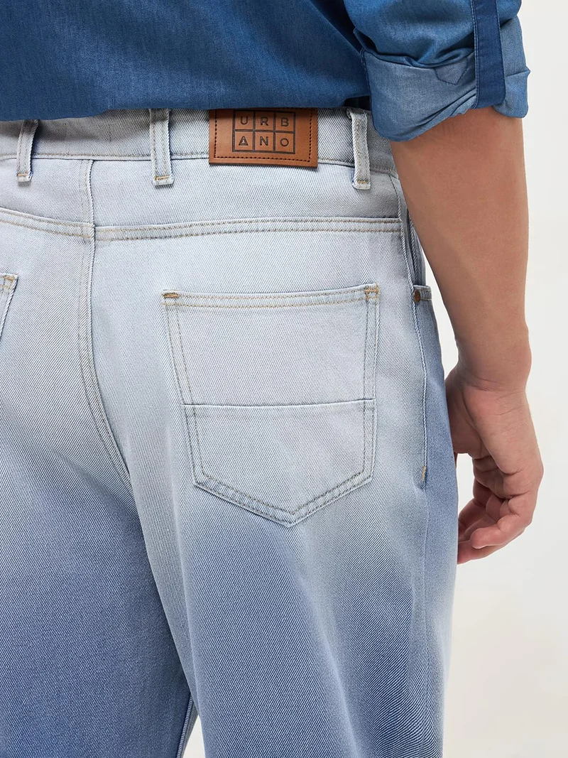 Urbano Fashion  Urbano Fashion Men's Light Blue Loose Baggy Fit Heavy Washed Faded Denim Jeans Non-Stretchable for Men | Best Price UAE