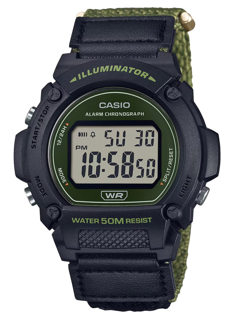 CASIO Digital Nylon Strap Watch W-219HB-3AV