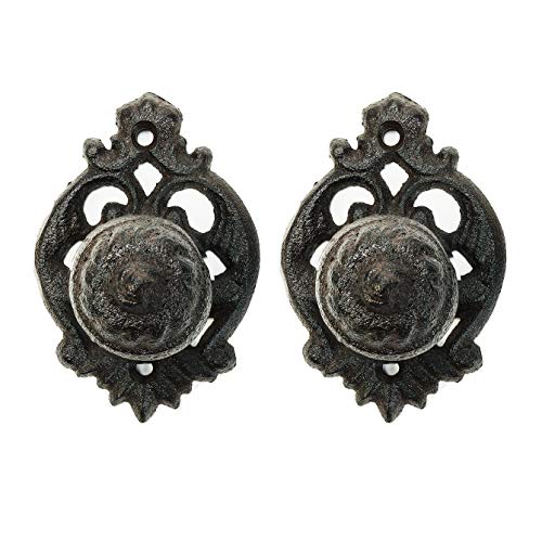 Sungmor 2PC Cast Iron Cabinet Furniture Knobs, Vintage Pretty Drawer Pulls for Closets Dressers, Small Decorative Dummy Handles Pulls, Solid Sturdy Cupboard Wardrobe Left/Right Handed Door Handles - Image 1