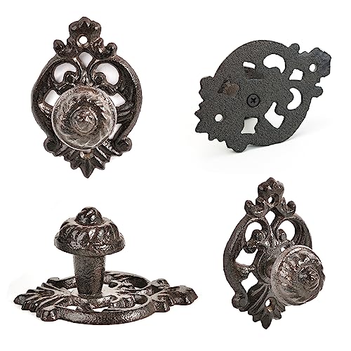 Sungmor 2PC Cast Iron Cabinet Furniture Knobs, Vintage Pretty Drawer Pulls for Closets Dressers, Small Decorative Dummy Handles Pulls, Solid Sturdy Cupboard Wardrobe Left/Right Handed Door Handles - Image 5