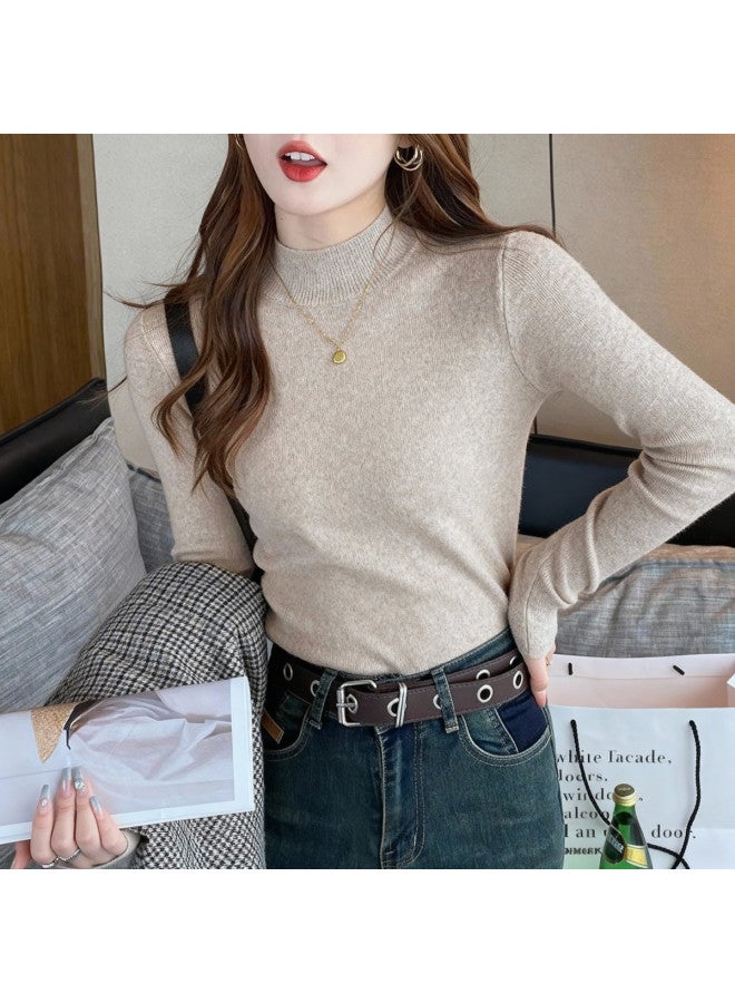 Modal سويتر نسائي بياقة نصفية محبوكة، طبقة أساسية لخريف وشتاء، ملابس داخلية بإحساس فاخر، يمكن ارتداؤه كملابس خارجية، قمة أنيقة للنساء - Image 3