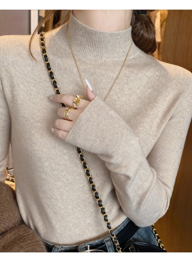 Modal سويتر نسائي بياقة نصفية محبوكة، طبقة أساسية لخريف وشتاء، ملابس داخلية بإحساس فاخر، يمكن ارتداؤه كملابس خارجية، قمة أنيقة للنساء - Image 1