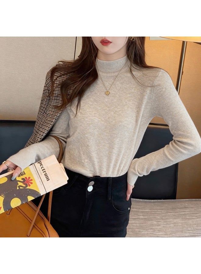 Modal سويتر نسائي بياقة نصفية محبوكة، طبقة أساسية لخريف وشتاء، ملابس داخلية بإحساس فاخر، يمكن ارتداؤه كملابس خارجية، قمة أنيقة للنساء - Image 5