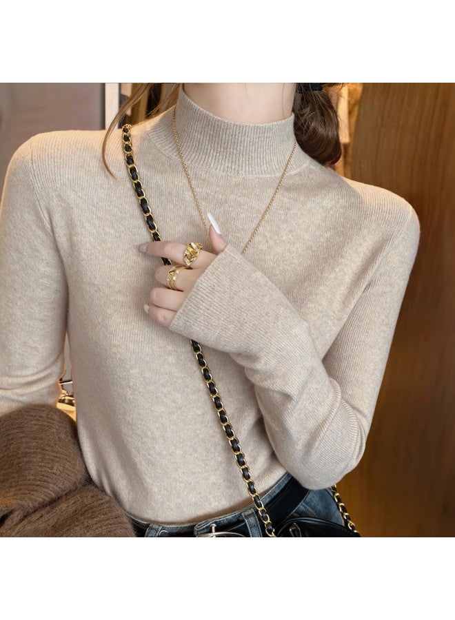 Modal سويتر نسائي بياقة نصفية محبوكة، طبقة أساسية لخريف وشتاء، ملابس داخلية بإحساس فاخر، يمكن ارتداؤه كملابس خارجية، قمة أنيقة للنساء - Image 2