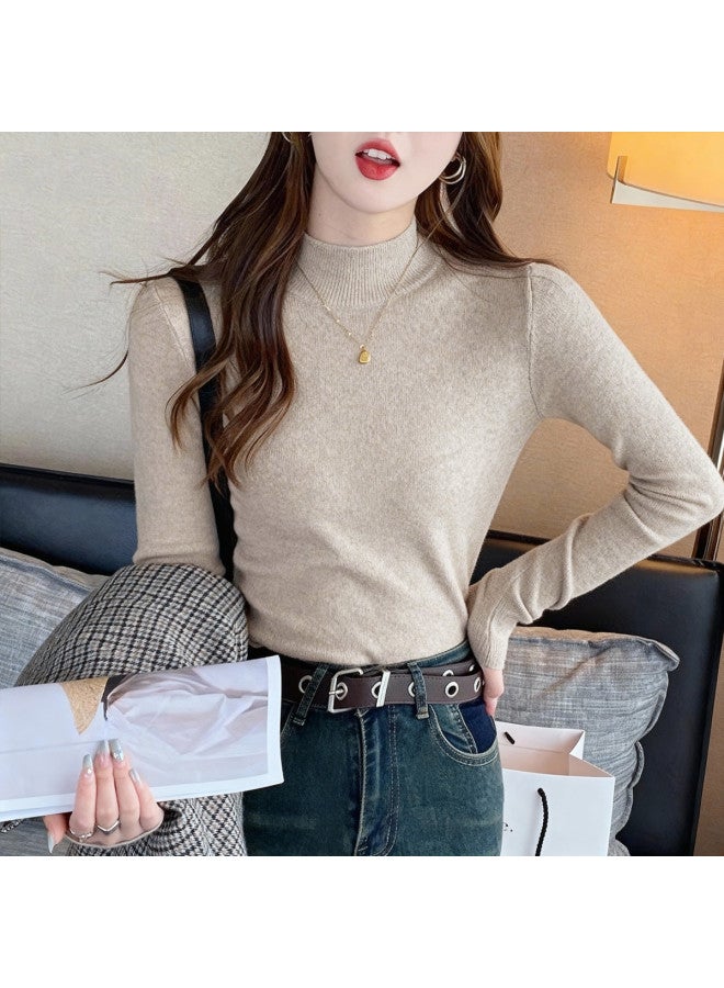 Modal سويتر نسائي بياقة نصفية محبوكة، طبقة أساسية لخريف وشتاء، ملابس داخلية بإحساس فاخر، يمكن ارتداؤه كملابس خارجية، قمة أنيقة للنساء - Image 4