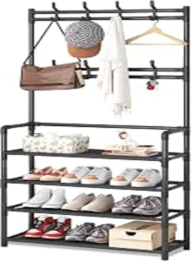 lukar Coat Rack Shoe rack Hall Tree 3 in 1 Designed of Metal Storage Rack with Bag，Coat， Hat，Umbrella，Shoe Rack Fits Your Hallway， entryway Shelf for Storage Shoes，Clothes