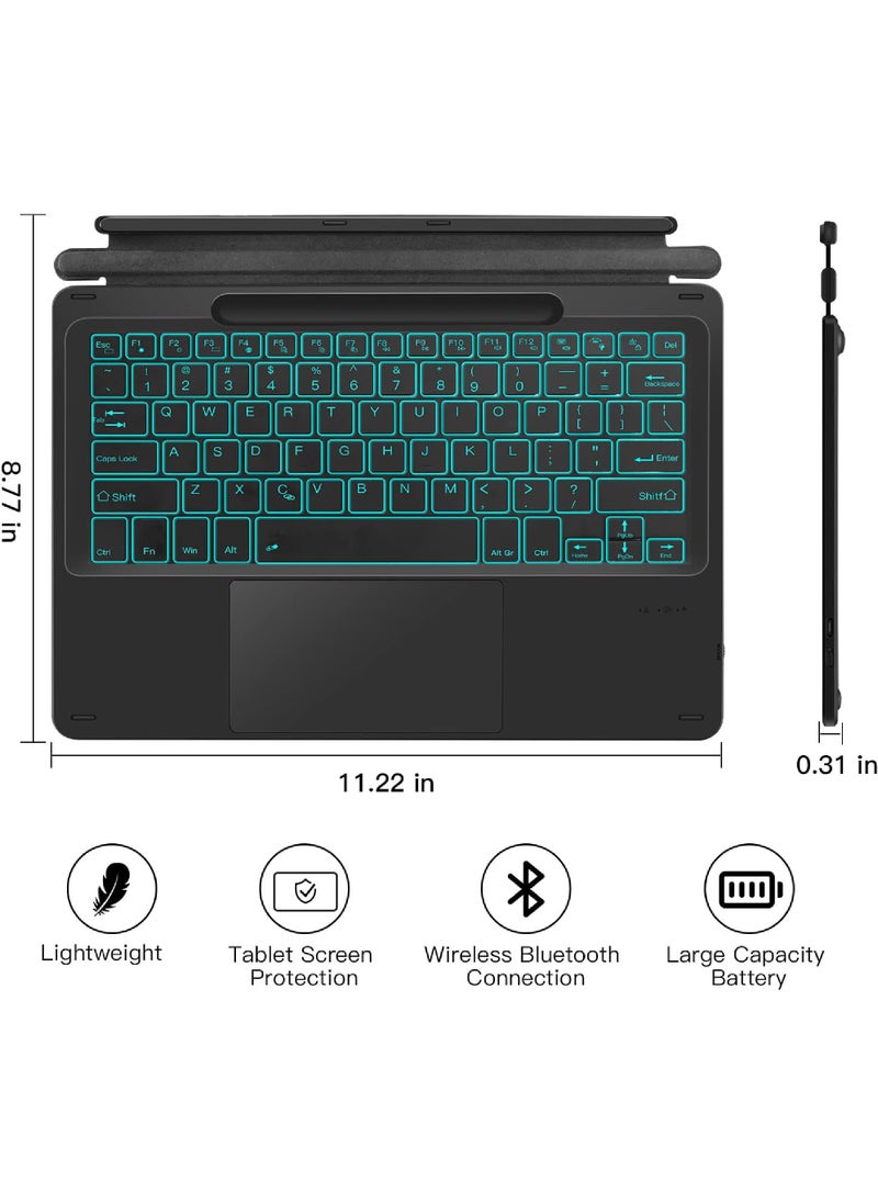Rock Pow - Type Cover for Microsoft Surface Pro 9/Pro 8/Pro X/Pro 10/Pro 11 13 Inch Portable Bluetooth 5.1 Wireless 7-Color Backlit Surface Pro 11/10/9/8/X Keyboard with Touchpad & Pencil Holder - Image 1