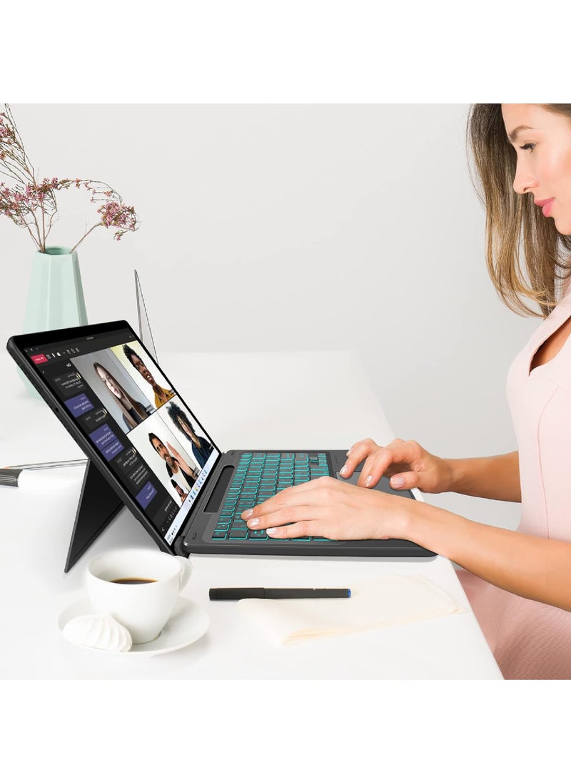 Rock Pow - Type Cover for Microsoft Surface Pro 9/Pro 8/Pro X/Pro 10/Pro 11 13 Inch Portable Bluetooth 5.1 Wireless 7-Color Backlit Surface Pro 11/10/9/8/X Keyboard with Touchpad & Pencil Holder - Image 1