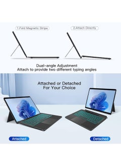Rock Pow Type Cover for Microsoft Surface Pro 9/Pro 8/Pro X/Pro 10/Pro 11 13 Inch Portable Bluetooth 5.1 Wireless 7-Color Backlit Surface Pro 11/10/9/8/X Keyboard with Touchpad & Pencil Holder  - Image 4