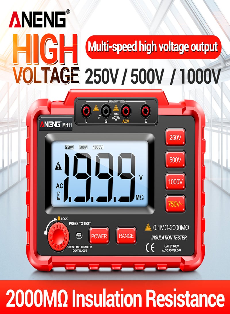 ANENG MH11 Megohmmeter Digital 500V High Voltage Electronic Shaking Table 1000V Electrician High Resistance Meter Insulation Resistance Tester - Image 2