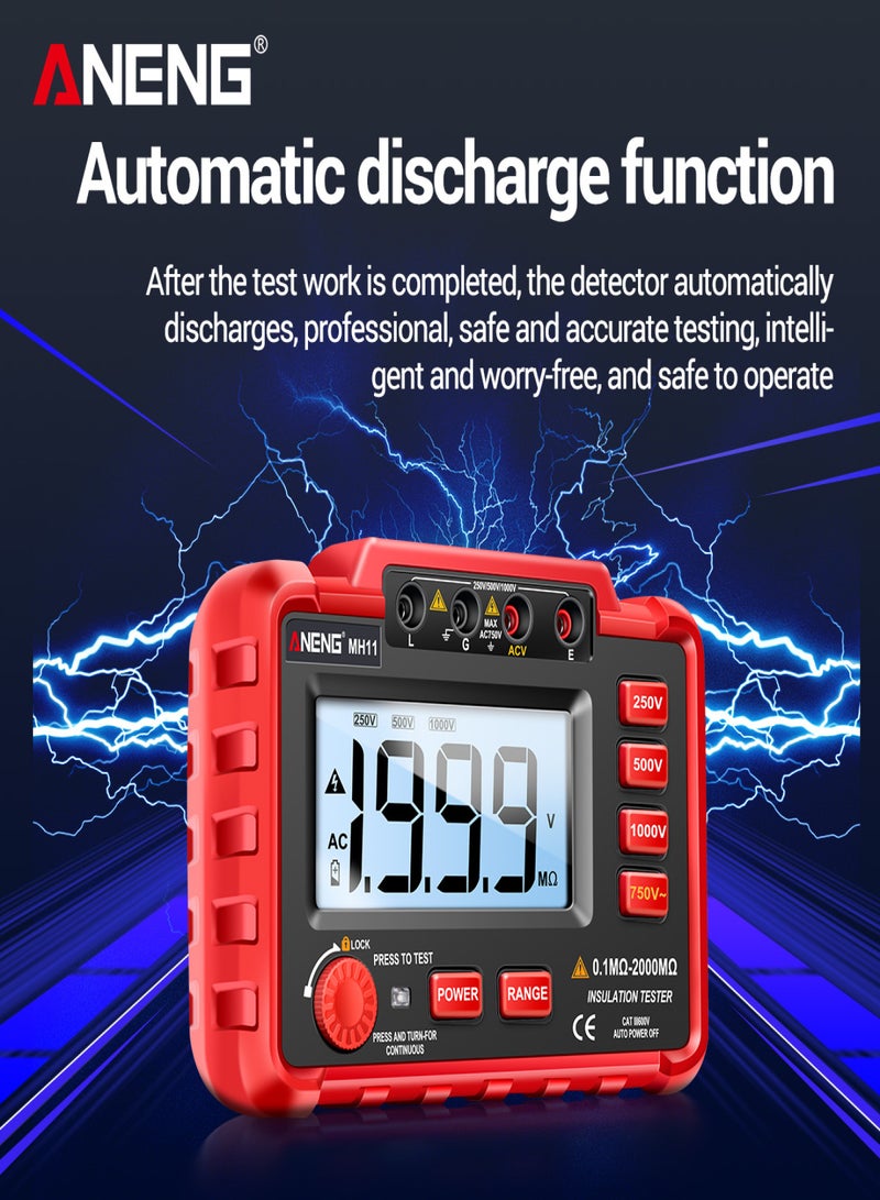 ANENG MH11 Megohmmeter Digital 500V High Voltage Electronic Shaking Table 1000V Electrician High Resistance Meter Insulation Resistance Tester - Image 4