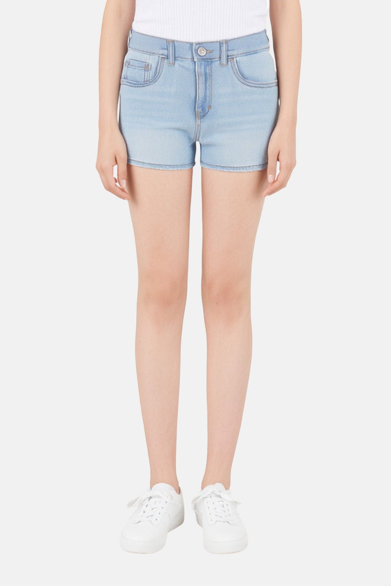 Levi's Kids Girl Washed Denim Shorts, Blue - Image 1