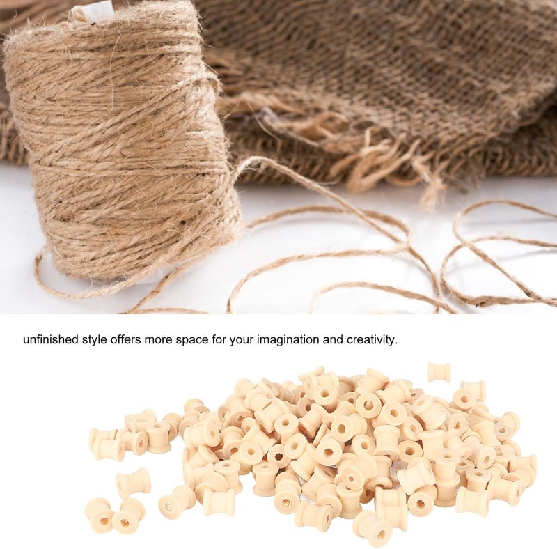 Wooden Spools Unfinished Polished Wood Smoothing Wooden Spools for Threading Decoration DIY Crafting 200 Pieces 14 x 13mm - Image 4