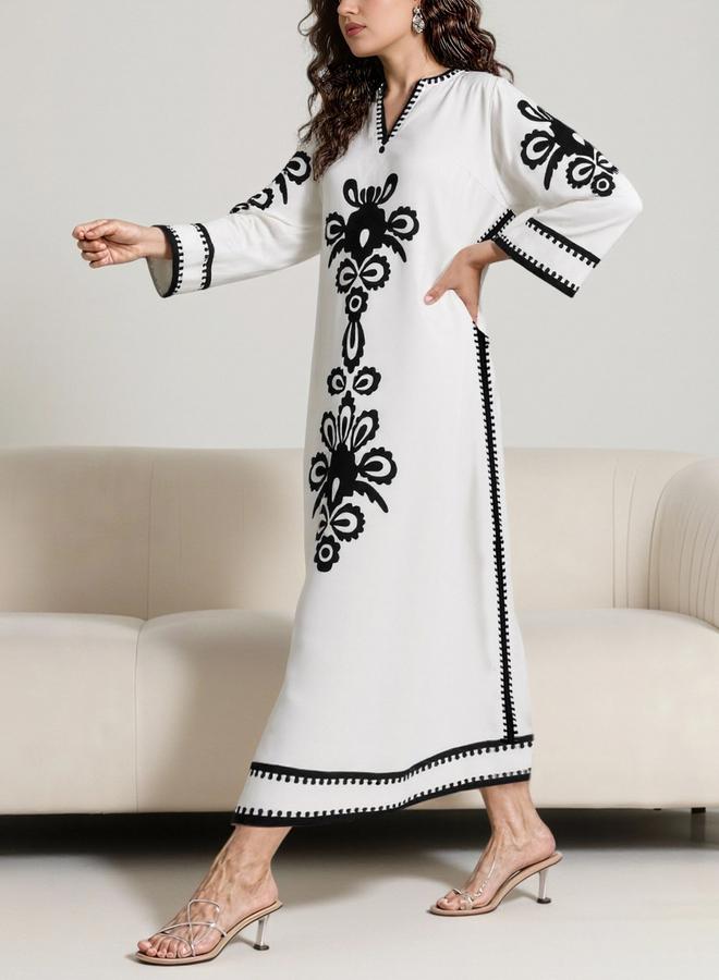 تايك تو جلابية بياقة مفتوحة بطبعة جرافيك - Image 3