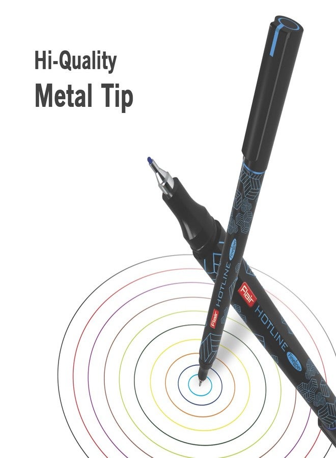 FLAIR Hotline Fineliner Metal Tip Pen | Tip Size 0.7 to 1 mm | Comfortable Grip | Fineliner Pens Set For Mandala, Sketching, Doodling, Journal & Outline | 10 Shades x 4 Sets. - Image 3