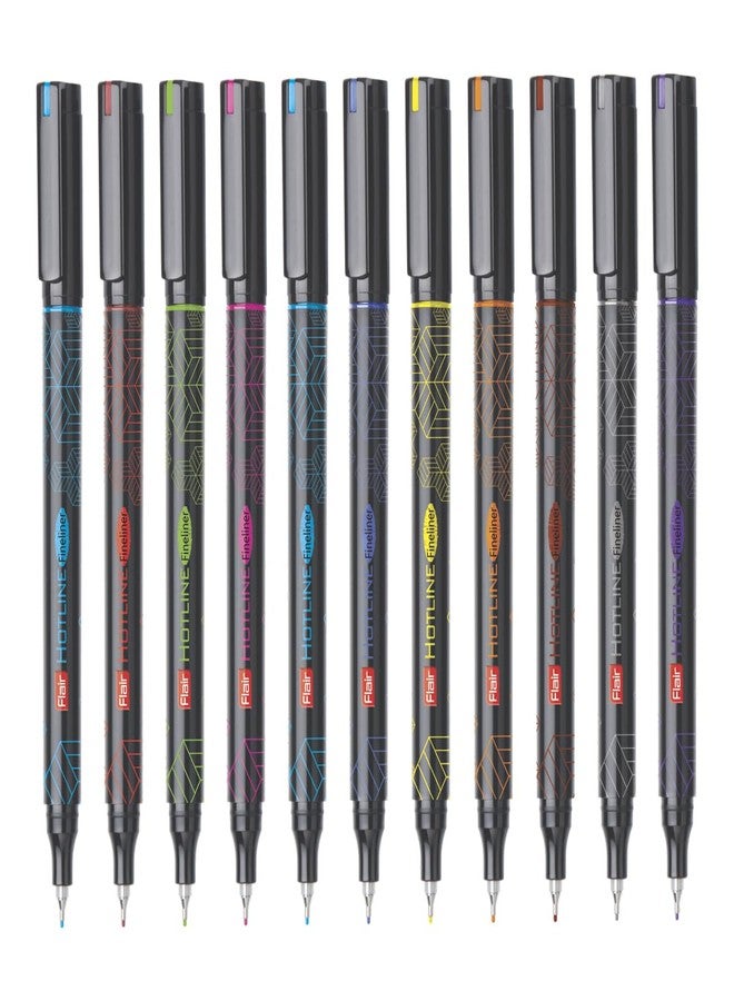 FLAIR Hotline Fineliner Metal Tip Pen | Tip Size 0.7 to 1 mm | Comfortable Grip | Fineliner Pens Set For Mandala, Sketching, Doodling, Journal & Outline | 10 Shades x 4 Sets. - Image 1