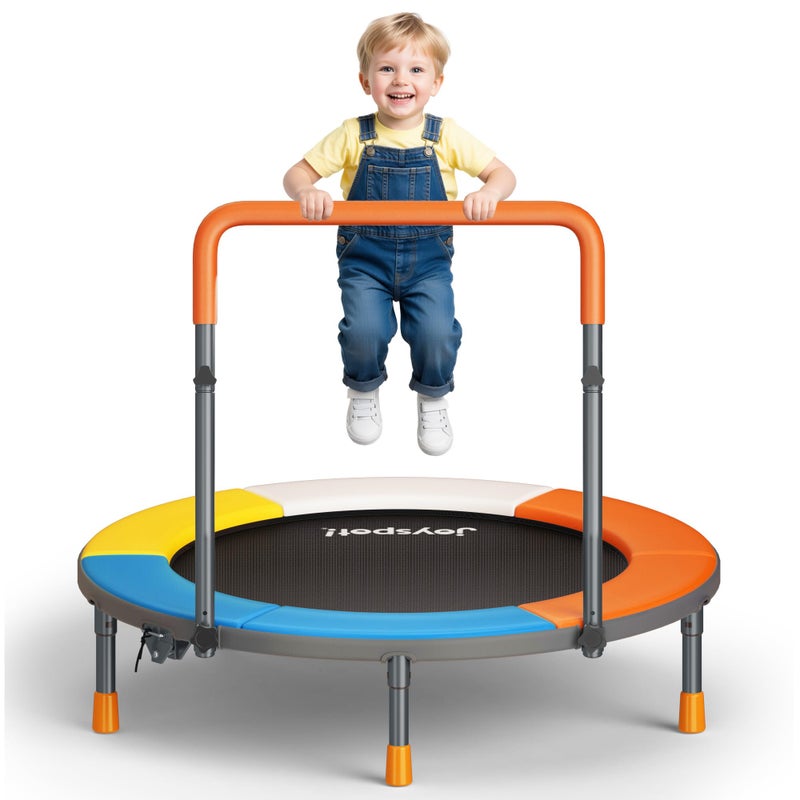JOY SPOT! 3FT Foldable Trampoline for Kids - 36â€ Mini Small Trampoline with Handle Bar, Height-Adjustable, Max Load 100LBS, Ideal for Toddler Baby Jumping Mats & Outdoor Workout Adventures - Image 1