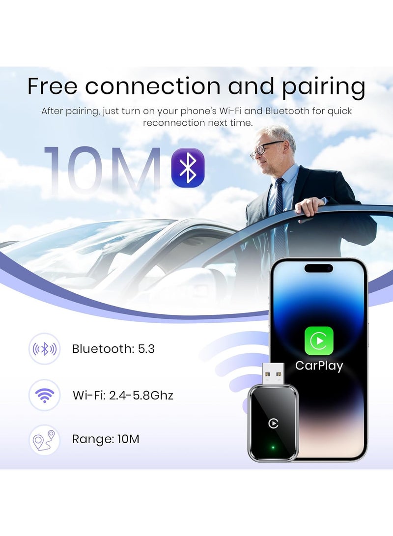 محول CarPlay اللاسلكي ومحول Android Auto اللاسلكي 2 في 1 – سريع ومستقر – محول لتحويل CarPlay السلكي إلى لاسلكي – متوافق مع iOS 10+ و Android 11 - Image 3
